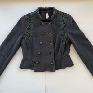 Free People - military style cropped knit jacket